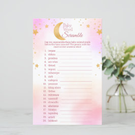 Über dem Mond Word Scramble Baby Shower Game
