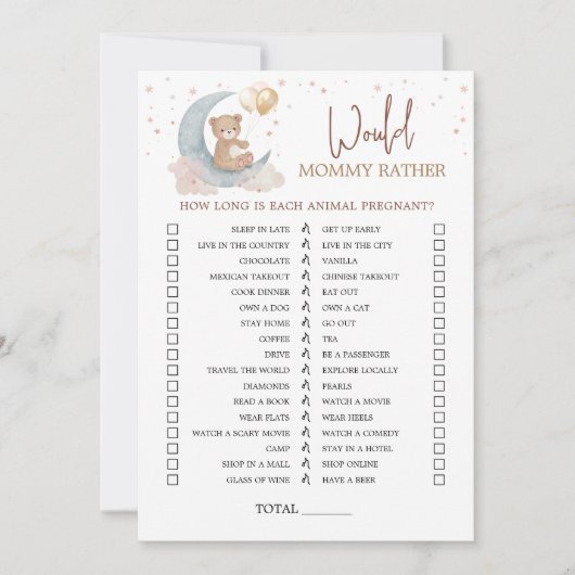 Über dem Mond würde eine Babydusche eher eine Kart Einladung (Vorderseite)