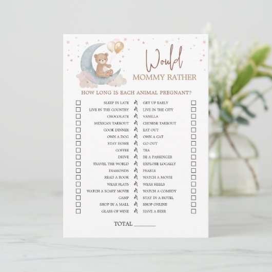 Über dem Mond würde eine Babydusche eher eine Kart Einladung (Stehend Vorderseite)