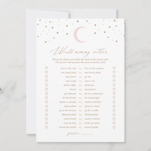 Über dem Mond würde Mommy eher Baby Shower Game Einladung (Vorderseite)
