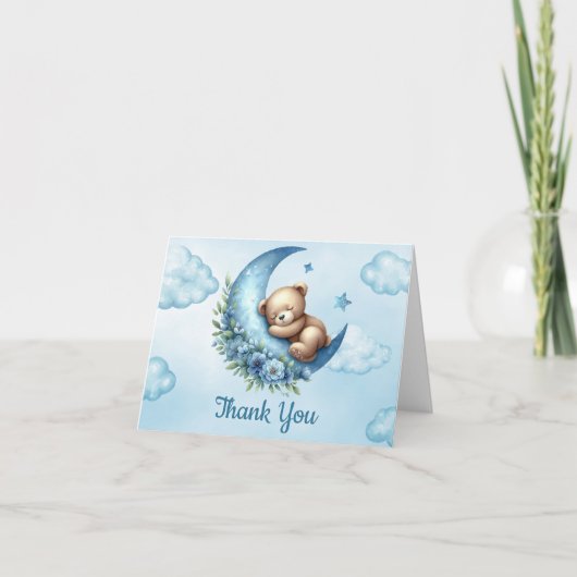 Über dem Mondteddybär Danke-Karte Dankeskarte (Vorderseite)