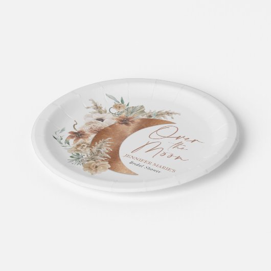 Über dem Moon Boho Brautparty Pappteller (Schrägansicht)