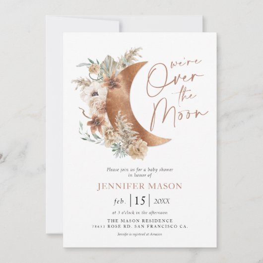 Über dem Moon Boho Gender Neutral Baby Dusche Einladung (Vorderseite)