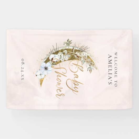 Über dem Moon Boho Gold Dust & Clouds Banner (Horizontal)