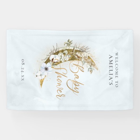 Über dem Moon Boho Gold Dust & Clouds Banner (Horizontal)