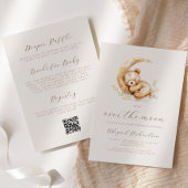Über dem Moon Boho Teddy Bären QR Code Babydusche Einladung