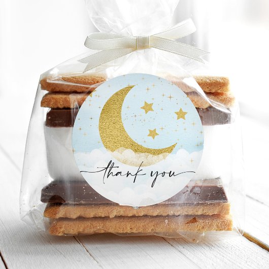 Über dem Moon Boy Baby Shower Gunst Sticker