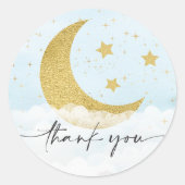 Über dem Moon Boy Baby Shower Gunst Sticker (Vorderseite)