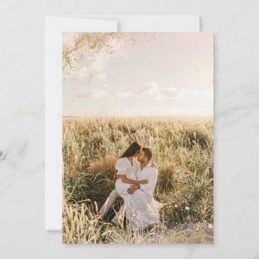 Über dem Moon Gold Baby Girl Duwer Foto Einladung (Rückseite)