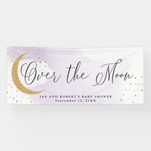 Über dem Moon Gold Glitzer, Lila Babydusche Banner