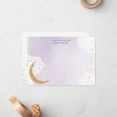 Über dem Moon Gold Glitzer, Lila Personalisiert Mitteilungskarte (Vorderseite/Rückseite Beispiel)