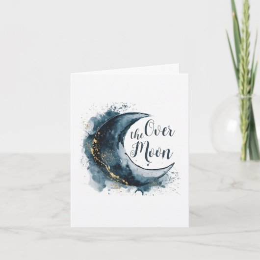 Über dem Moon Gold Stars Blue Baby Dusche Einladung (Vorderseite)