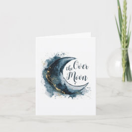 Über dem Moon Gold Stars Blue Baby Dusche Einladung