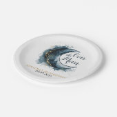 Über dem Moon Gold Stars Blue Baby Dusche Pappteller (Schrägansicht)