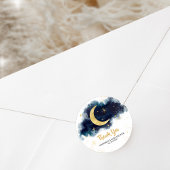 Über dem Moon Gold Stars Blue Baby Dusche Runder Aufkleber