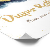 Über dem Moon Gold Stars Blue Diaper Raffle Poster (Ecke)
