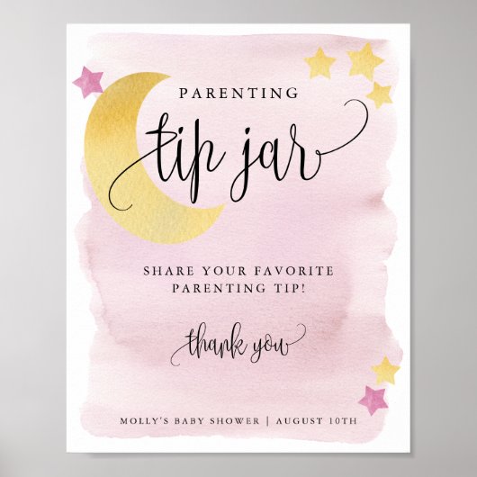 Über dem Moon Pink Parentation Tipp Jar Display Poster (Vorne)