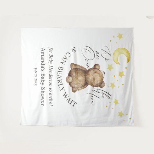 Über dem Moon Teddy Bear Babydusche im Hintergrund Wandteppich (Vorderseite (Horizontal))