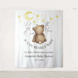 Über dem Moon Teddy Bear Babydusche im Hintergrund Wandteppich