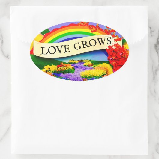 ÜBER DEM RAINBOGEN OVALER AUFKLEBER (Tasche)