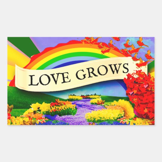 ÜBER DEM RAINBOGEN RECHTECKIGER AUFKLEBER (Vorderseite)