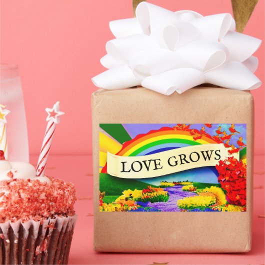 ÜBER DEM RAINBOGEN RECHTECKIGER AUFKLEBER (Party)