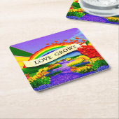 ÜBER DEM RAINBOGEN RECHTECKIGER PAPPUNTERSETZER (angewinkelt)