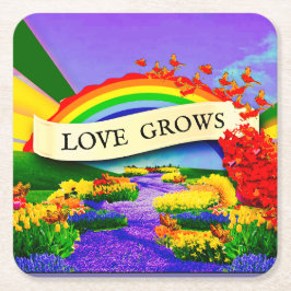 ÜBER DEM RAINBOGEN RECHTECKIGER PAPPUNTERSETZER