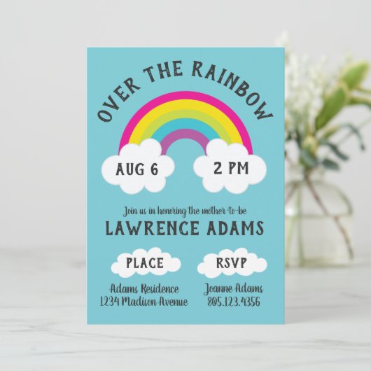 Über dem Rainbow-Geburtstag / Dusche Einladung (Stehend Vorderseite)