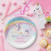 Über dem Rainbow Unicorn zum Geburtstag Pappteller (Party)