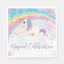 Über dem Rainbow Unicorn zum Geburtstag Serviette