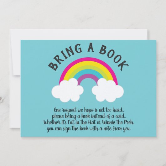 Über dem Regenbogen ein Buch bringen Einladung (Vorderseite)