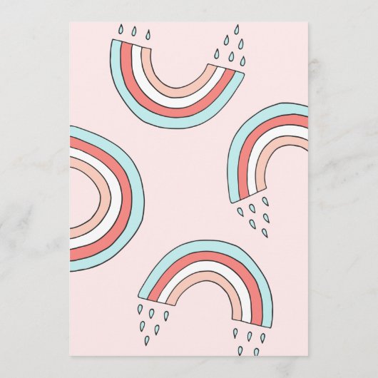 Über dem Regenbogen-Girl Blush Pink Babydusche Einladung (Rückseite)