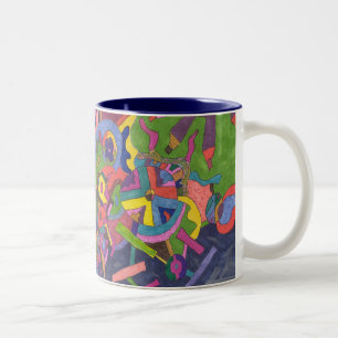 Über dem Sturm, originale abstrakte Kunst Zweifarbige Tasse