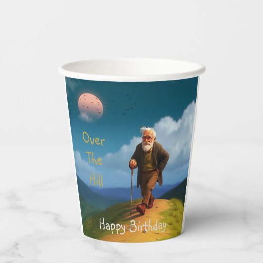 Über den Berg Geburtstag Pappbecher (Rückseite)