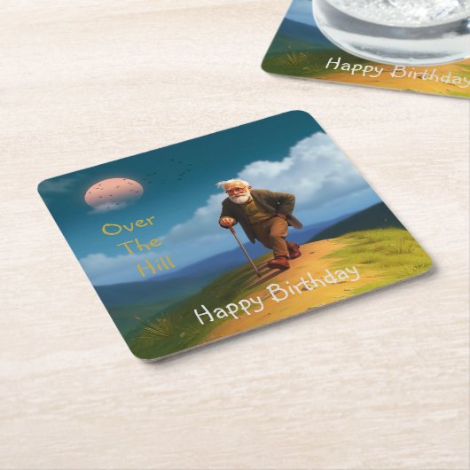 Über den Berg Geburtstag Rechteckiger Pappuntersetzer (angewinkelt)