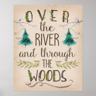 Über den Fluss durch Wälder 16x20 Wald Print Poster