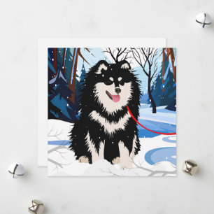 ÜBER DEN FLUSS Finnische Lapphund Mini-Karten Feiertagskarte