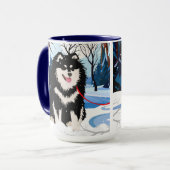 ÜBER DEN FLUSS Finnischer Lapphund-Becher Tasse (Vorderseite Links)