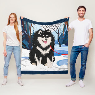 ÜBER DEN FLUSS Finnischer Lapphund-Fleece-Decke Fleecedecke