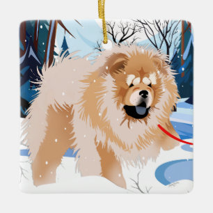ÜBER DEN FLUSS Red Chow 2023 Weihnachtsbaumschmuck Keramikornament
