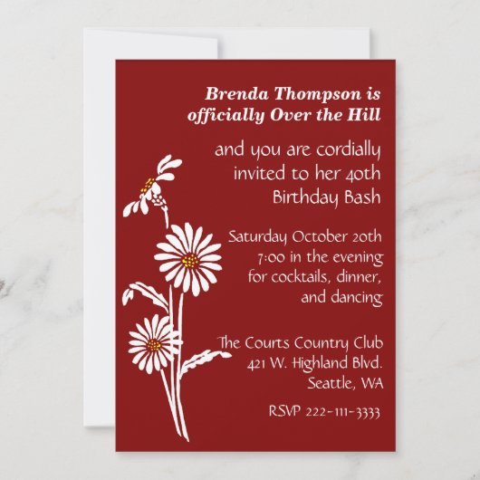 Über den Hill Geburtstagsparty Einladung (Vorderseite)