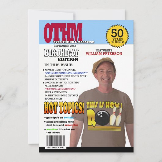 Über den Hügel 50. Geburtstag Einladungen (Vorderseite)