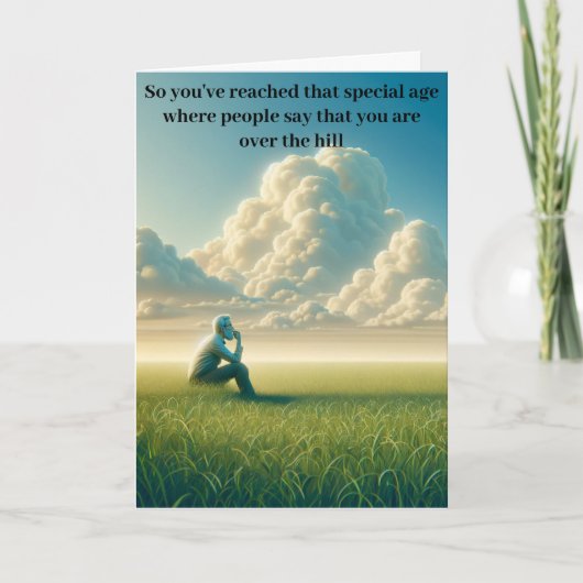 Über den Hügel oder unter? Feiertagskarte (Vorderseite)