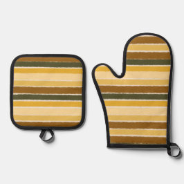 Über den Mitt- und Potthalter der Linien hinweg Ofenhandschuh & Topflappen-Set