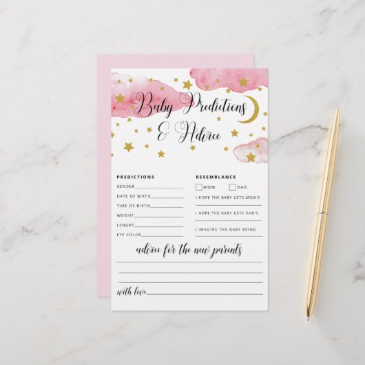 Über den Mond Baby Advice and Predictions Card (Vorderseite/Rückseite Beispiel)