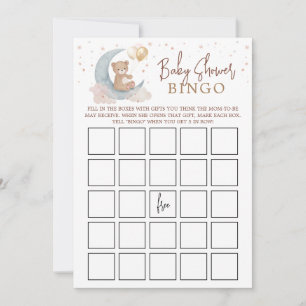 Über den Mond Baby Shower Bingo Spielkarte Einladung