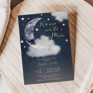 Über den Mond Baby Shower Echt  Folieneinladung