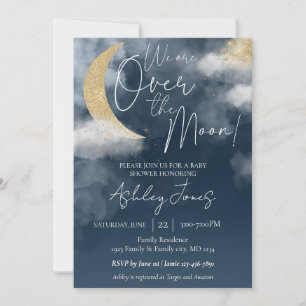 Über den Mond Baby Shower Einladung