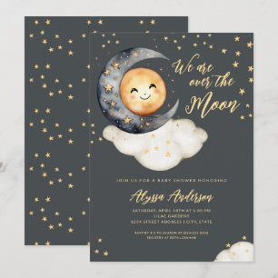 Über den Mond Baby Shower Einladung